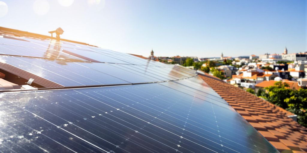 Sonnenkollektoren auf sonnigem Dach in Toulouse