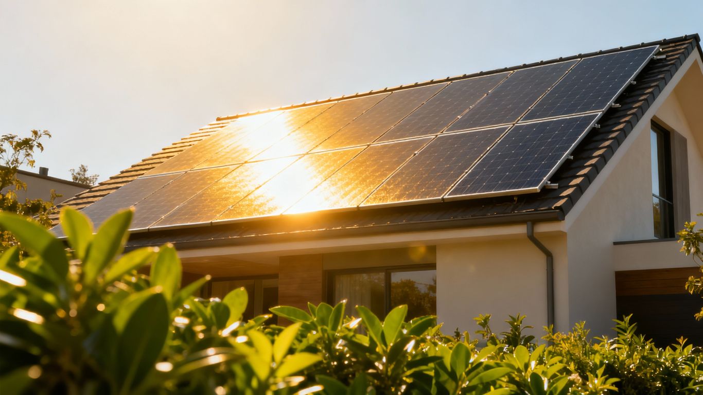 Installation von Solarmodulen auf dem Dach eines Hauses