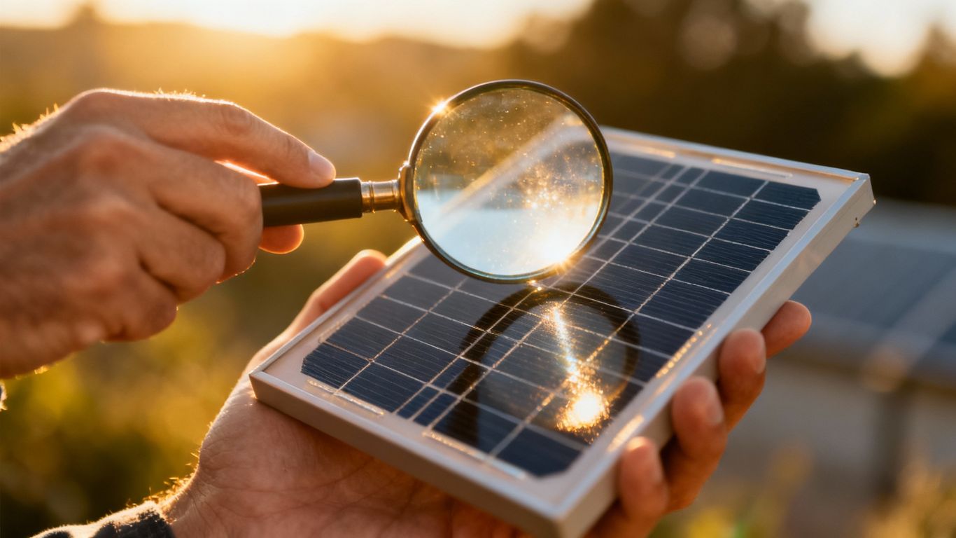 Main solaire avec loupe, attention aux arnaques.