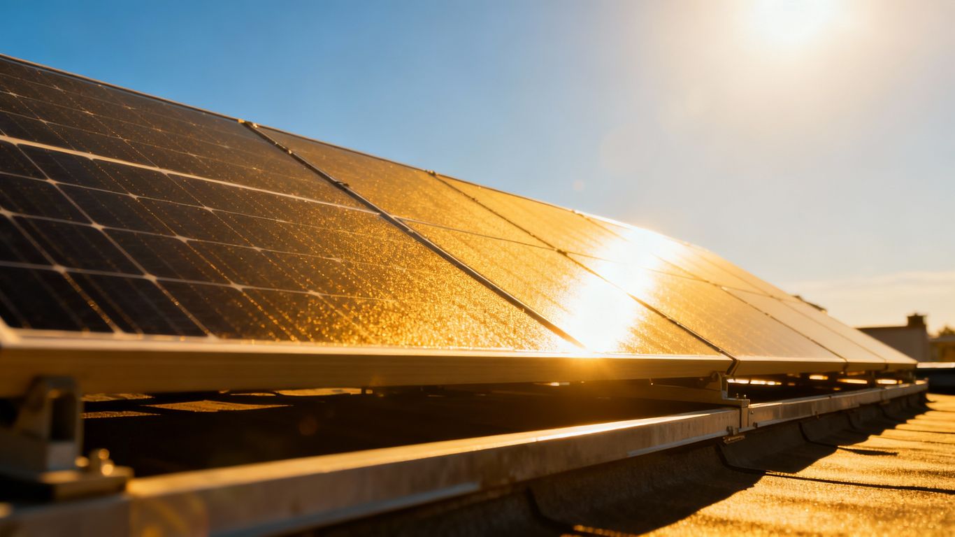 Solarpanel auf einem Dach unter der Sonne.