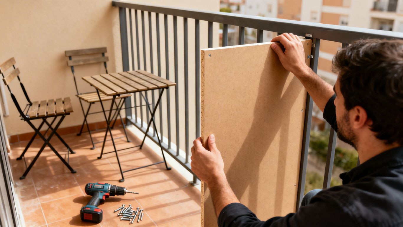 Installation eines Panels auf einem Balkon
