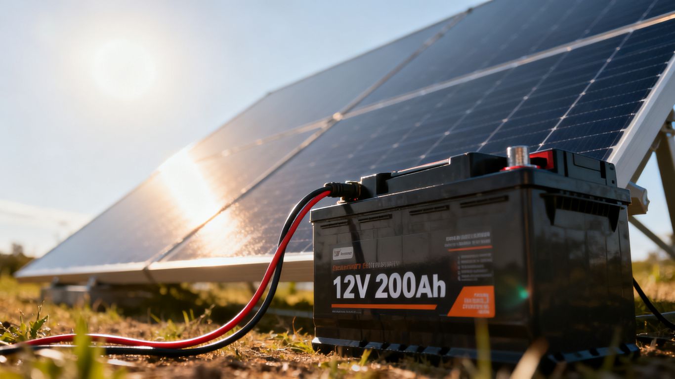 Pannello solare che carica una batteria da 12V 200Ah