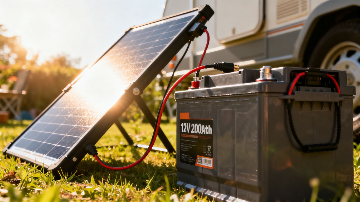 Solar panel charging a 12V 200Ah battery